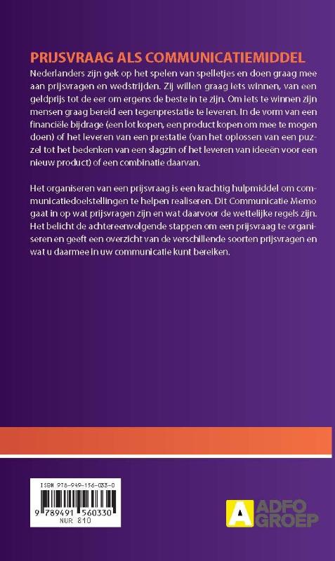 Achterkant van Een prijsvraag als communicatiemiddel