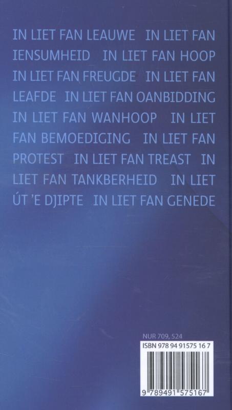 Achterkant van Lieteboek Sjonge en bidde thús en yn tsjerke