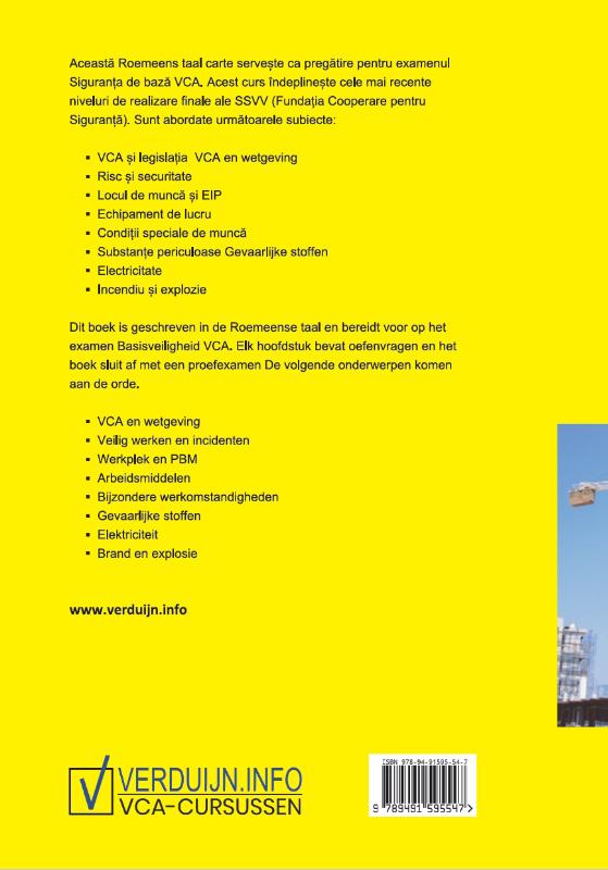 Achterkant van Basisveiligheid VCA in het Roemeens