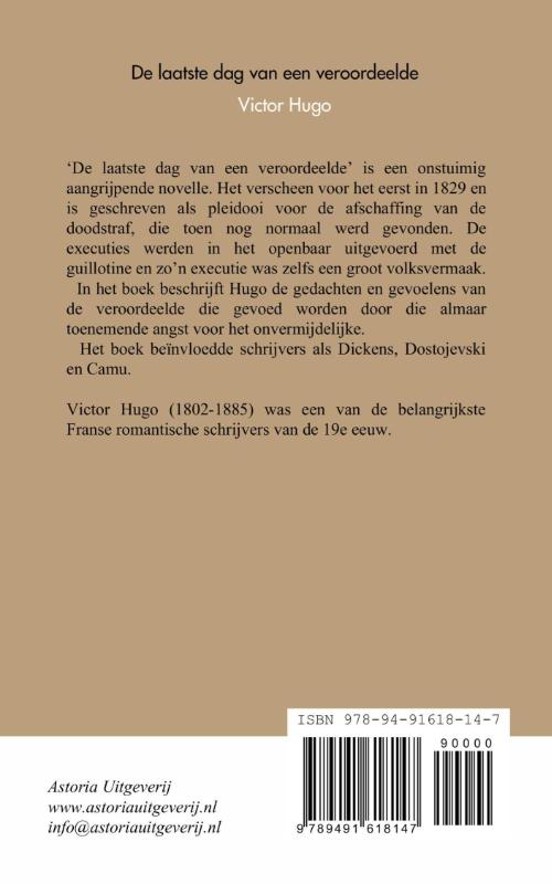 Achterkant van De laatste dag van een veroordeelde