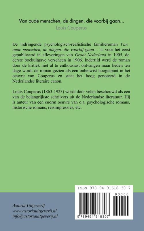 Achterkant van Van oude menschen, de dingen, die voorbij gaan...