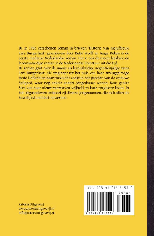 Achterkant van Historie van mejuffrouw Sara Burgerhart