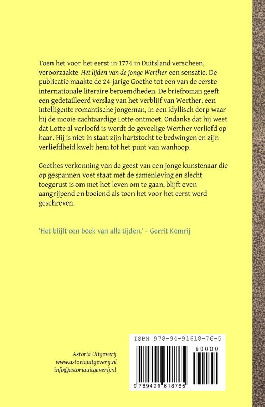 Achterkant van Het lijden van de jonge Werther
