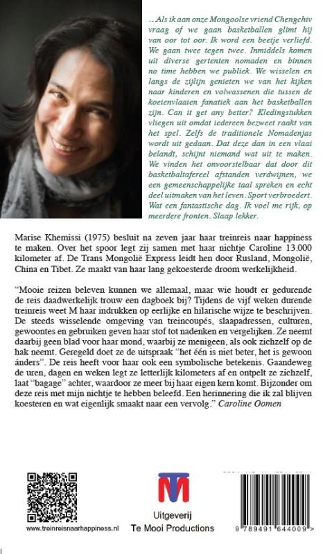 Achterkant van Treinreis naar happiness