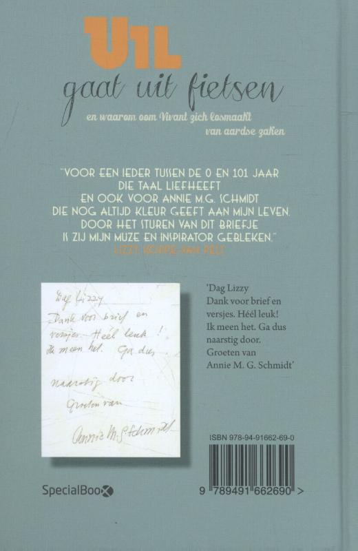 Achterkant van Uil gaat uit fietsen