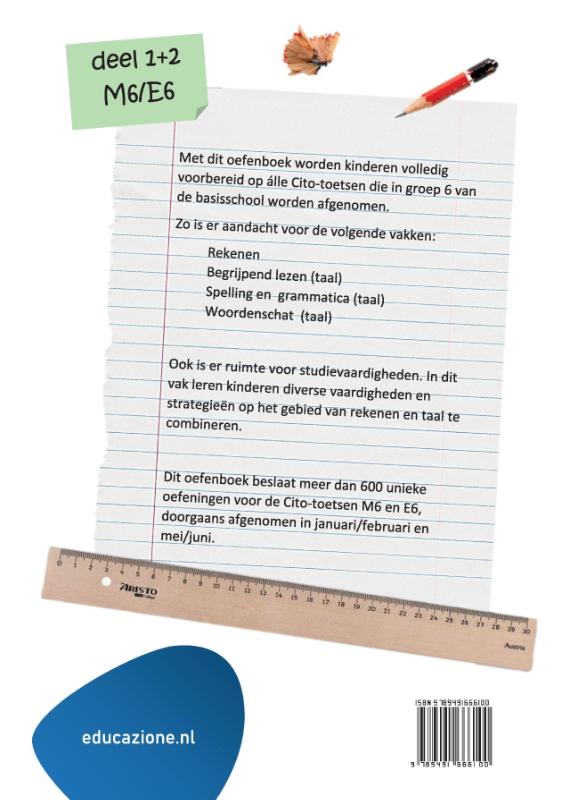 Achterkant van Cito-toets Oefenen Groep 6 M6 en E6
