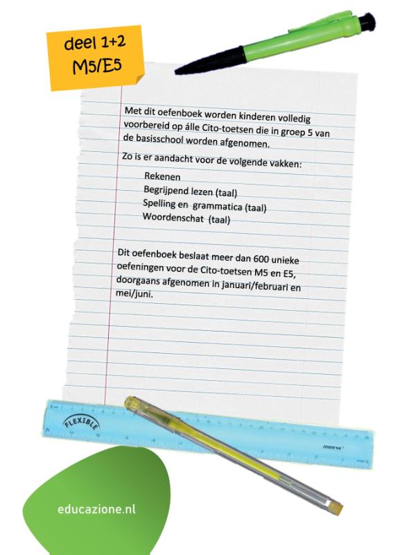 Achterkant van Cito-toets Oefenen Groep 5 M5 en E5