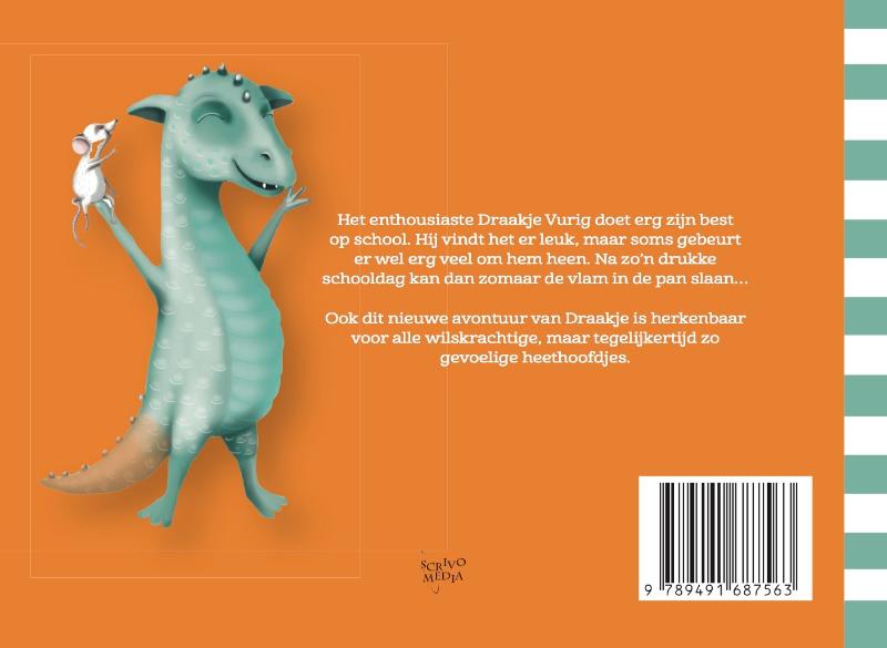 Achterkant van Draakje Vurig op school