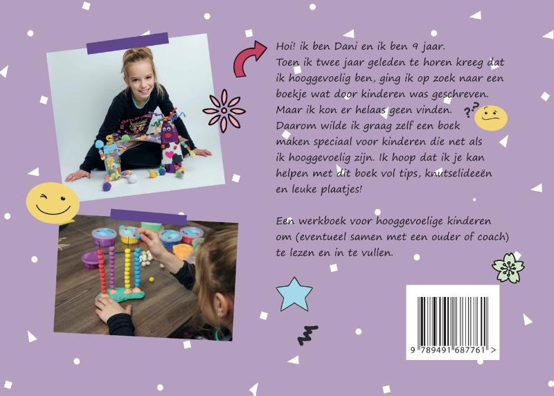Achterkant van Dani's superduper-werkboek over hooggevoeligheid