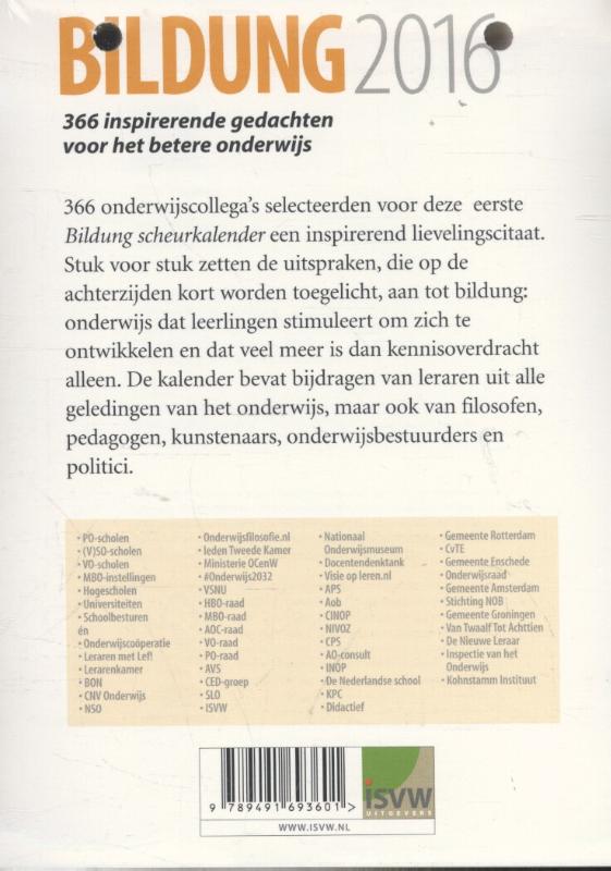 Achterkant van Bildung scheurkalender 2016