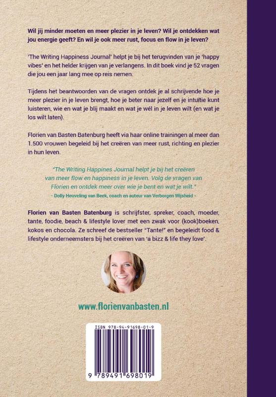 Achterkant van The Writing Happiness Journal