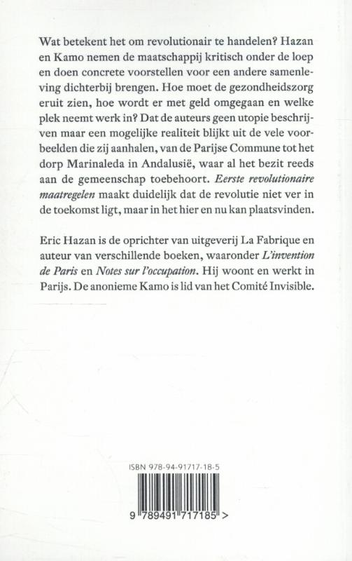 Achterkant van Eerste revolutionaire maatregelen