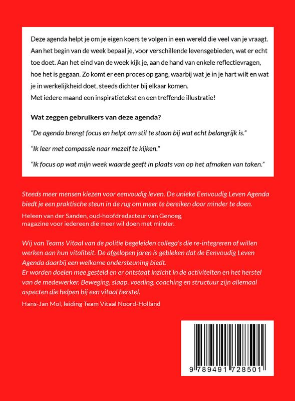 Achterkant van Eenvoudig Leven Agenda 2024