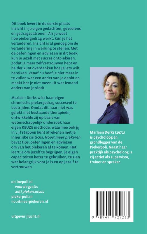 Achterkant van Nooit meer piekeren