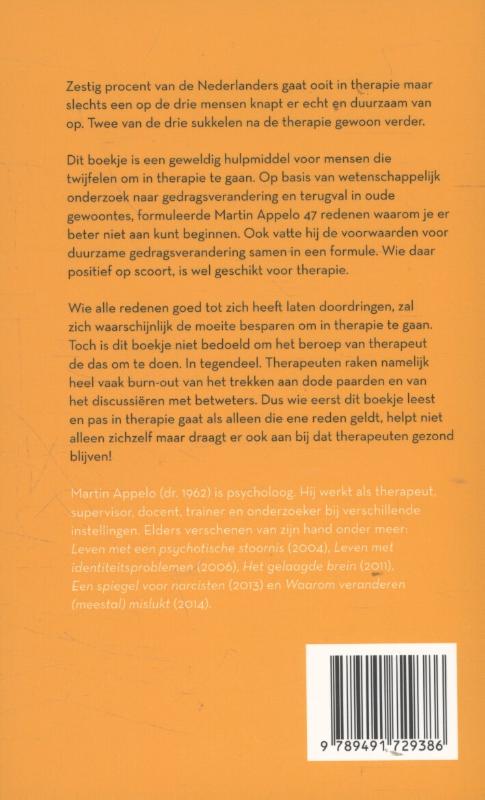 Achterkant van 47 redenen om niet in therapie te gaan...