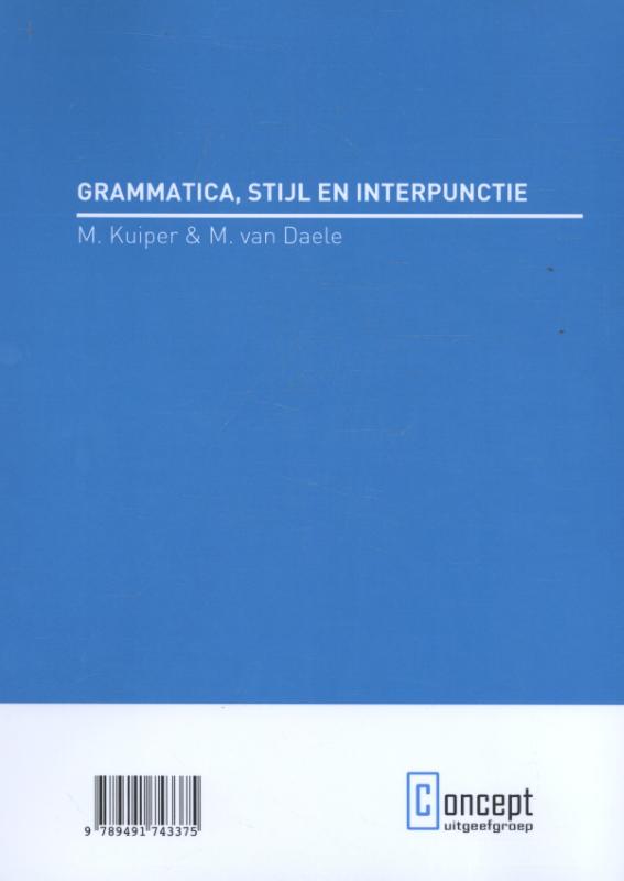 Achterkant van Grammatica, stijl en interpunctie