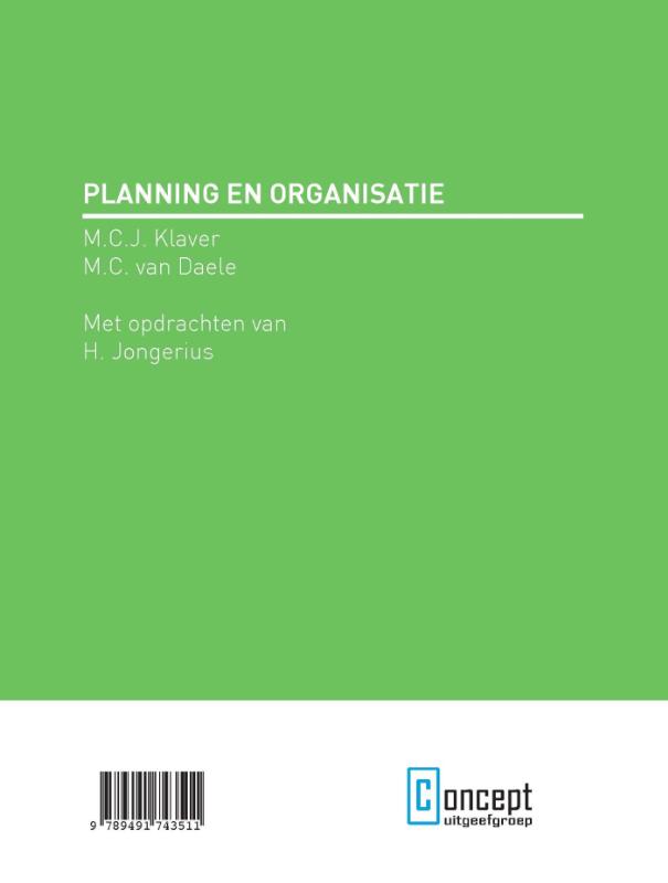 Achterkant van Planning en organisatie