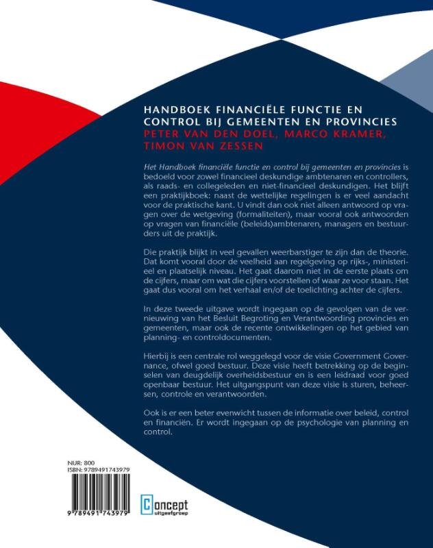 Achterkant van Handboek financiële functie en control bij gemeenten en provincies