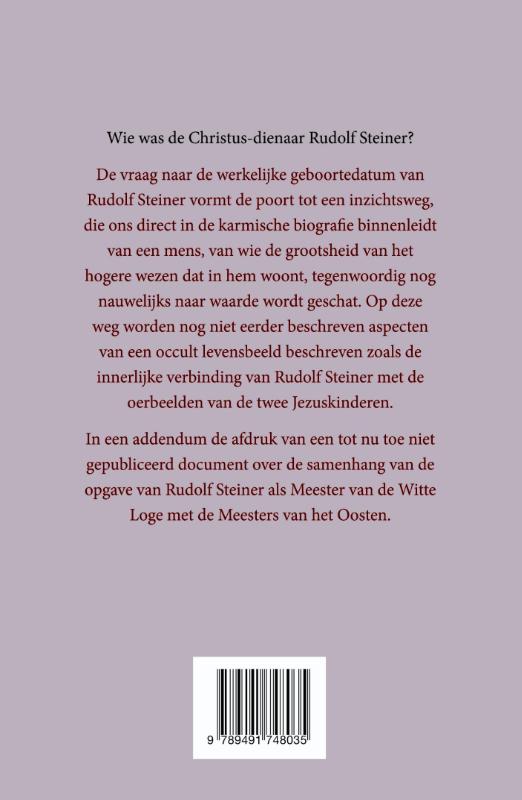 Achterkant van Rudolf Steiner - meester van de witte loge