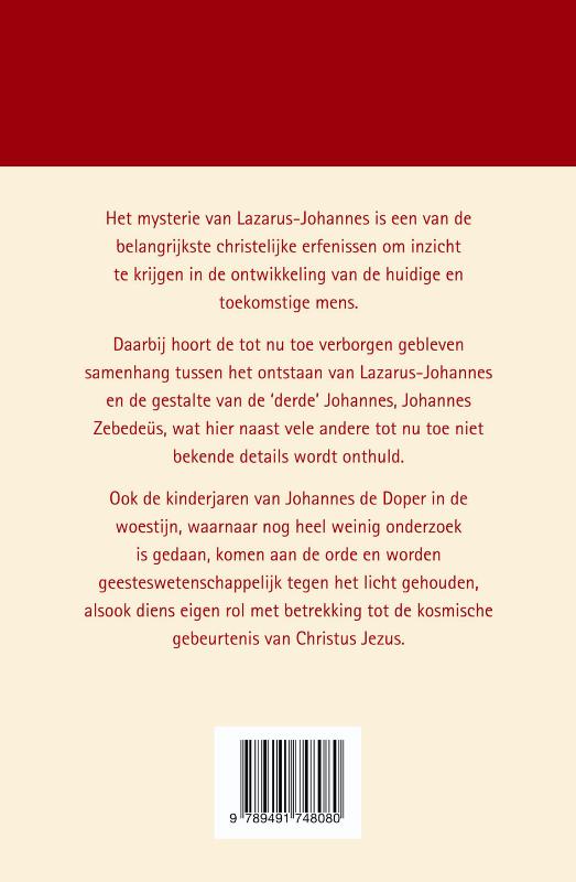 Achterkant van Over het mysterie van Lazarus en de drie Johannesfiguren