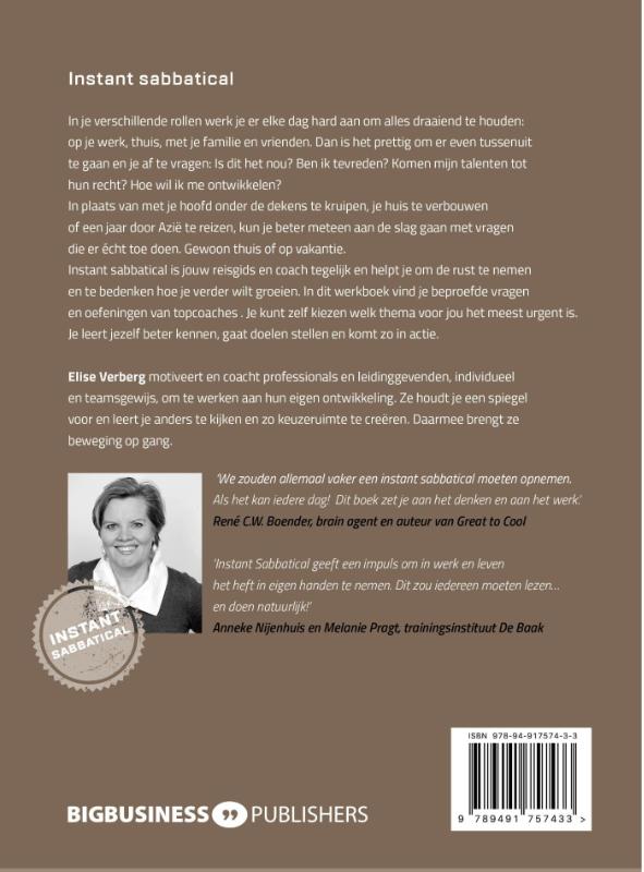 Achterkant van Instant sabbatical