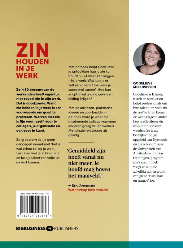 Achterkant van Zin houden in je werk