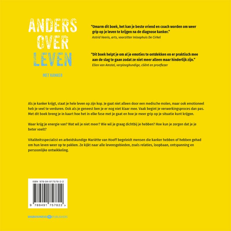 Achterkant van Anders over leven met kanker