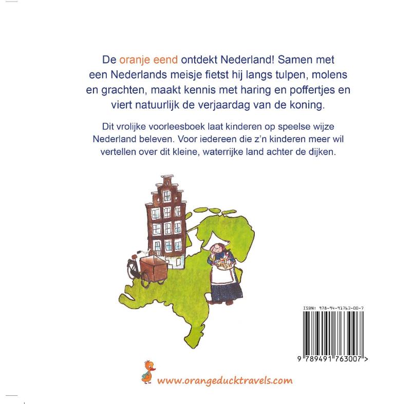 Achterkant van De oranje eend ontdekt Nederland