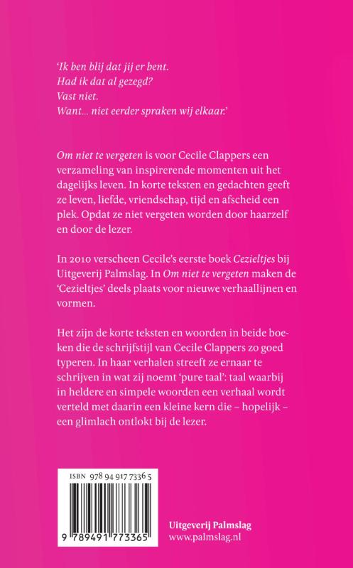 Achterkant van Om niet te vergeten