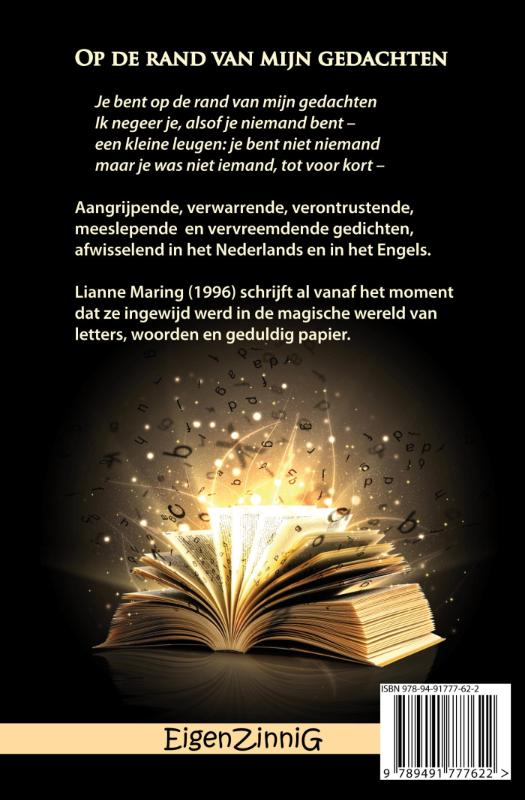 Achterkant van Op de rand van mijn gedachten