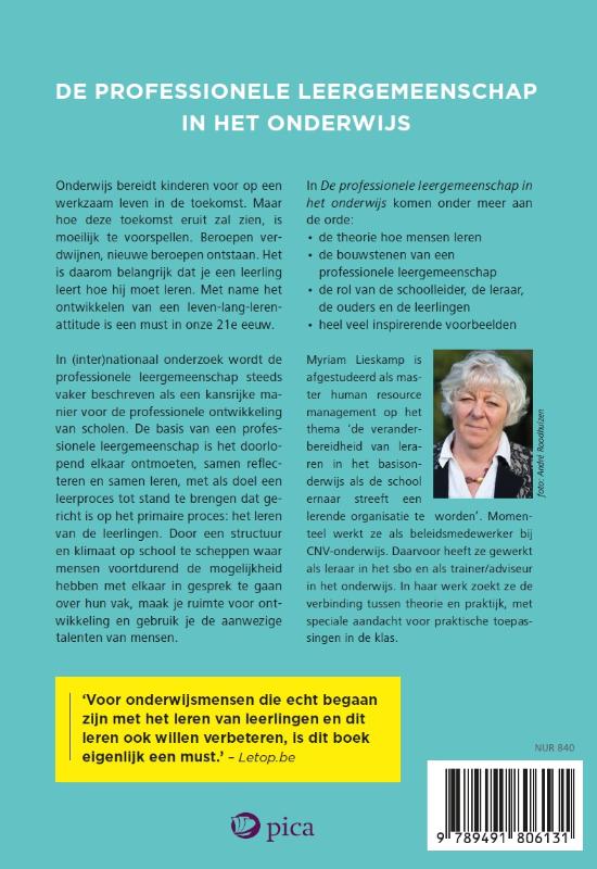 Achterkant van De professionele leergemeenschap in het onderwijs