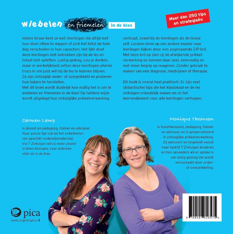 Achterkant van Wiebelen en friemelen in de klas