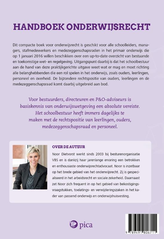 Achterkant van Handboek onderwijsrecht