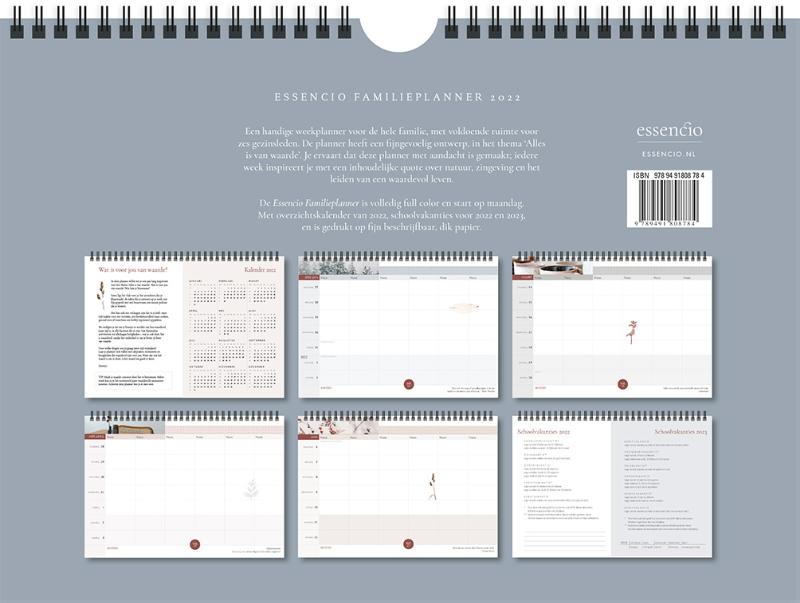 Achterkant van Essencio Familieplanner 2022