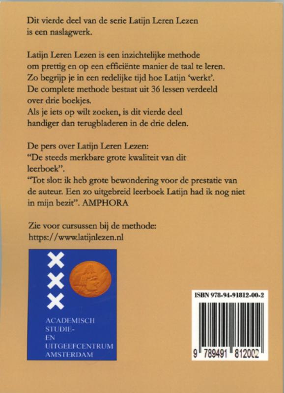 Achterkant van Latijn leren lezen IV vormenboekje