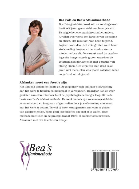 Achterkant van Afslanken met Bea is een feestje!
