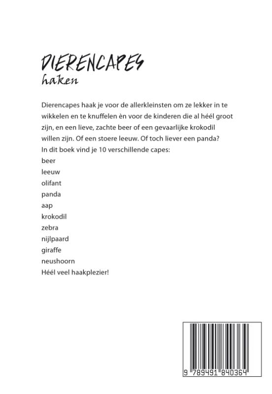 Achterkant van Dierencapes Haken