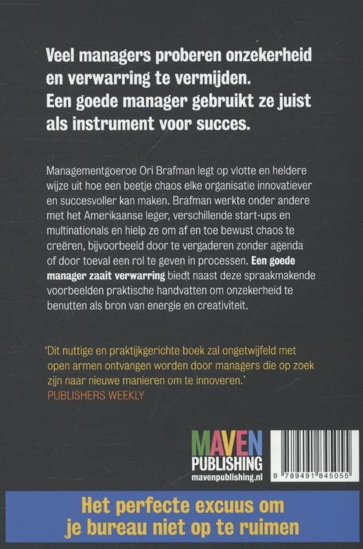 Achterkant van Een goede manager zaait verwarring