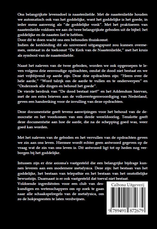 Achterkant van De dood bestaat niet addendum drie
