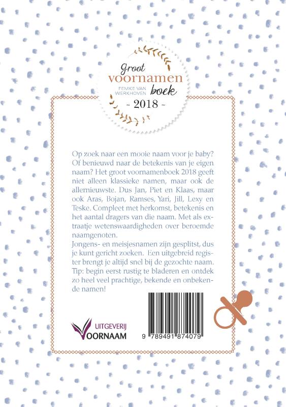 Achterkant van Groot voornamenboek 2018