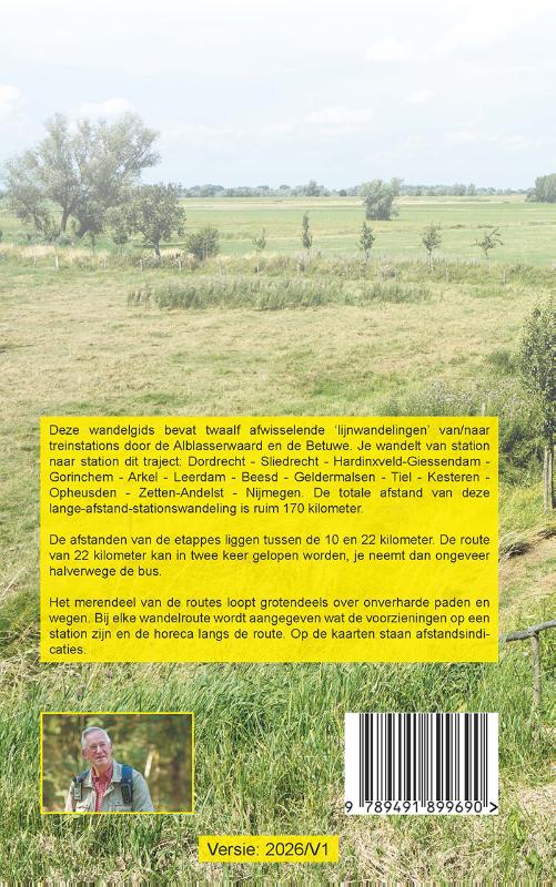 Achterkant van 12 stationswandelingen dwars door Alblasserwaard en Betuwe