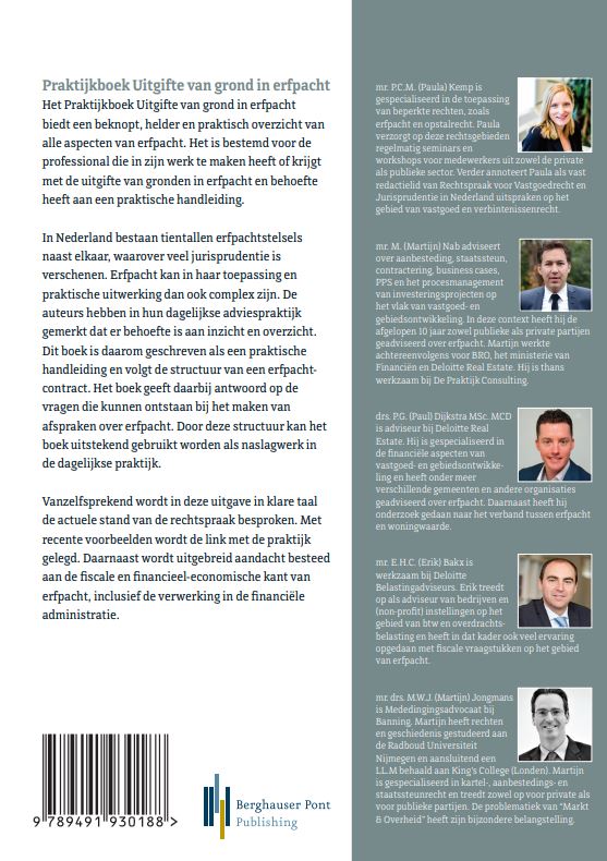 Achterkant van Praktijkboek uitgifte van grond in erfpacht