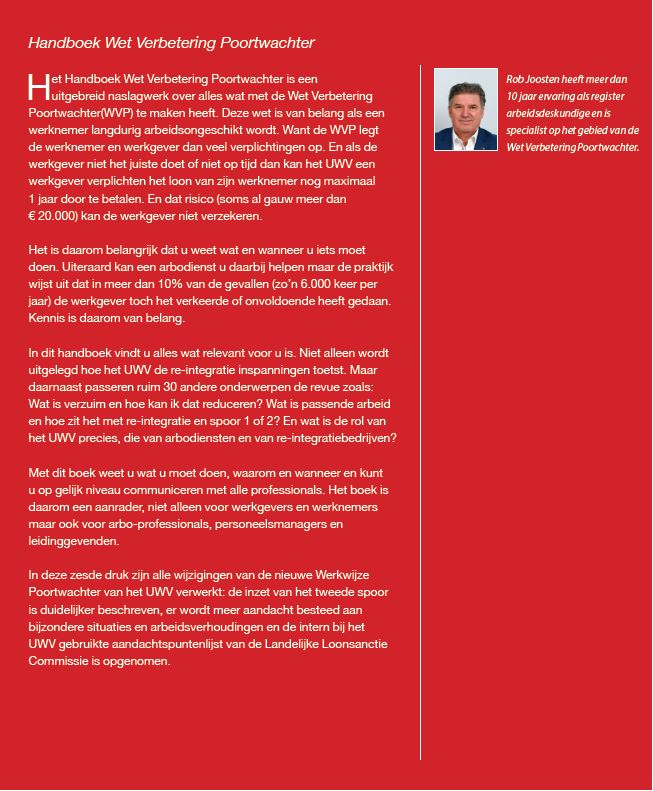 Achterkant van Handboek Wet Verbetering Poortwachter