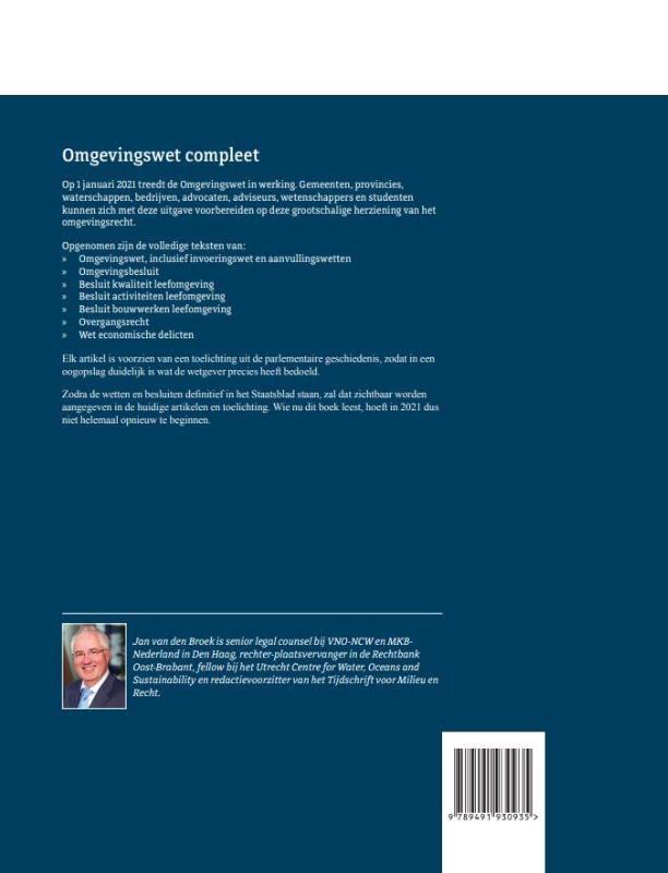 Achterkant van Tekst & toelichting omgevingswet 2017