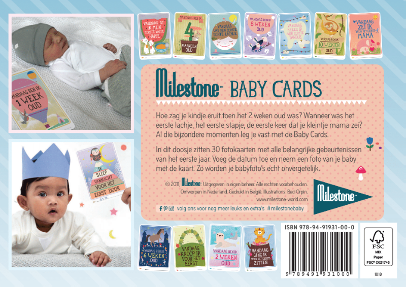 Achterkant van Milestone Baby Cards