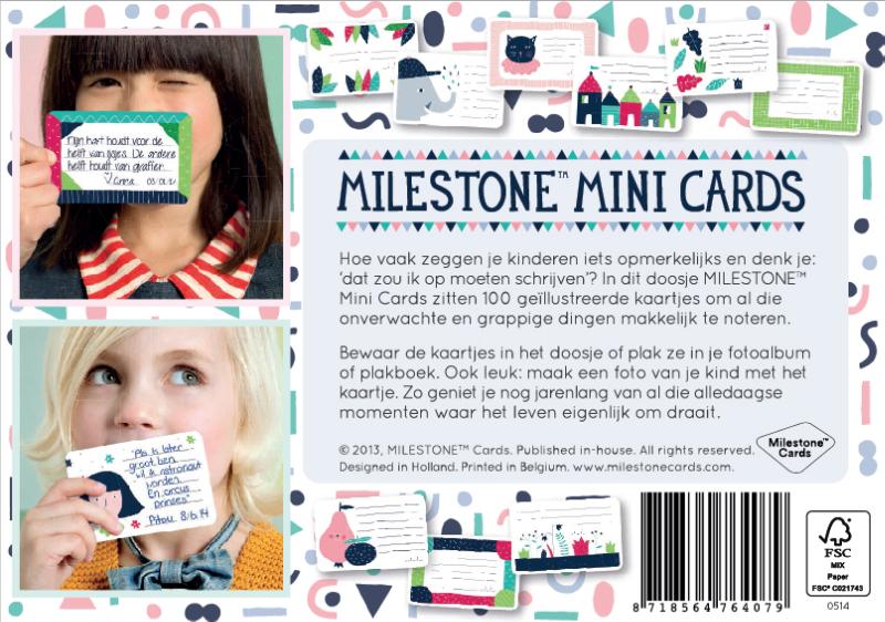 Achterkant van Milestone Mini Cards