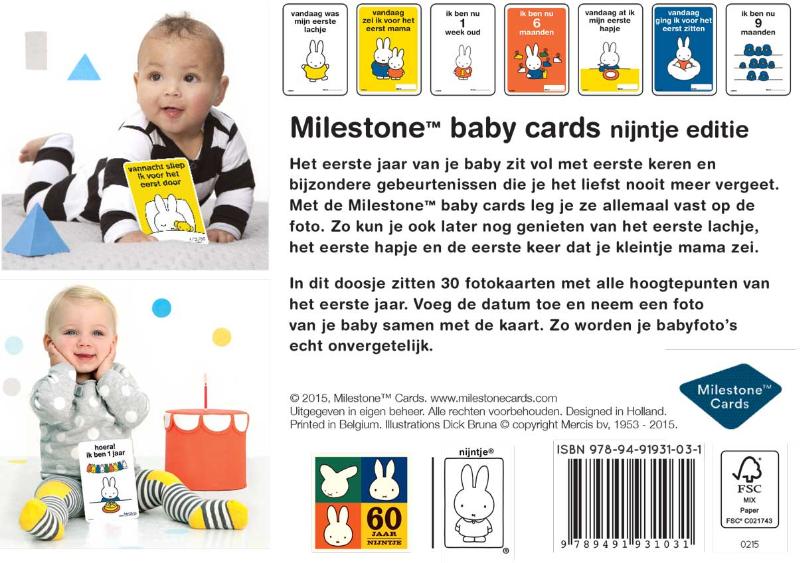 Achterkant van Nijntje milestone baby cards