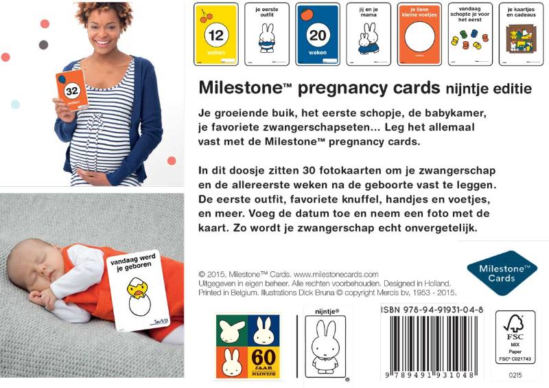 Achterkant van Milestone pregnancy cards