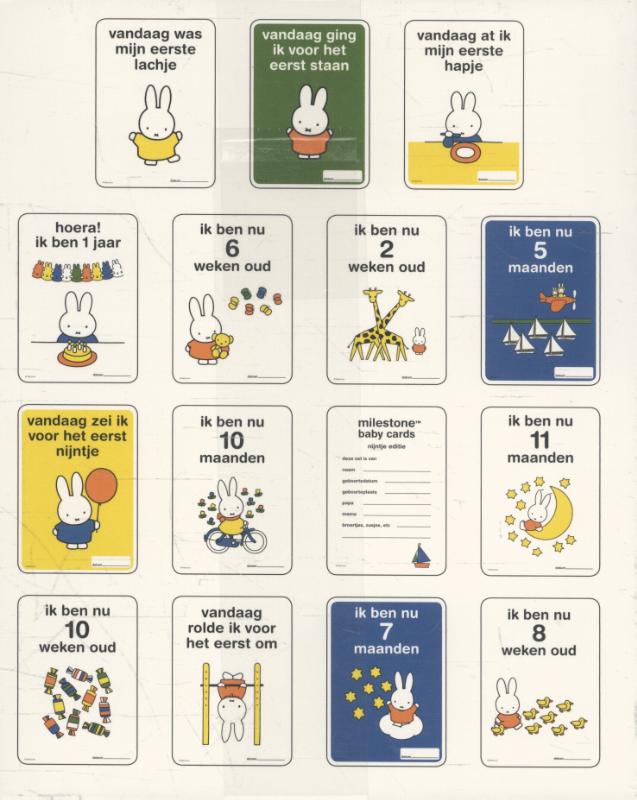Achterkant van Milestone Baby Cards