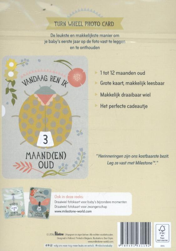 Achterkant van Turn wheel photo cards baby ages